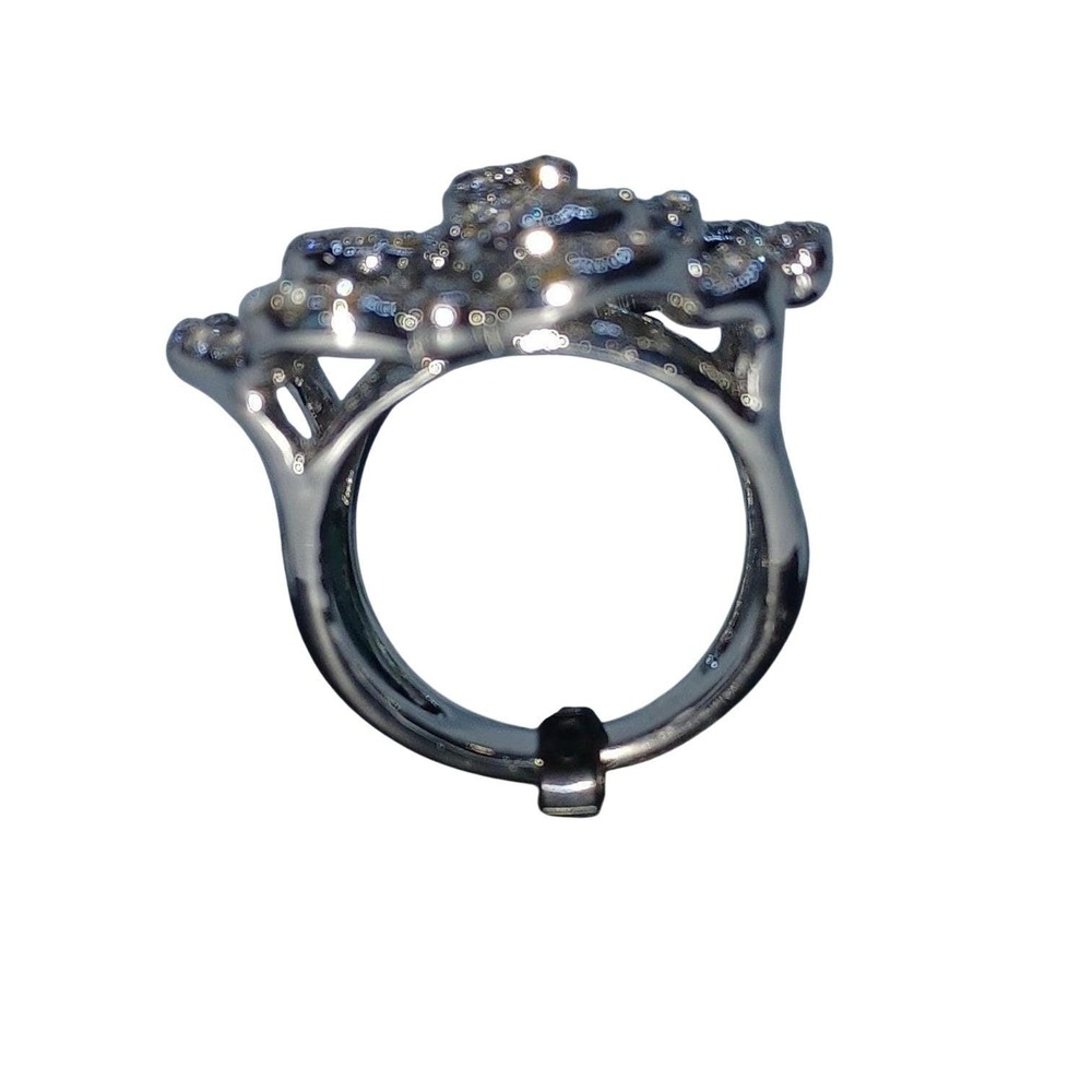 INC Women's Silver-Tone Faux Crystal Pave Rose Statement Ring Sz 6 New with Tag - Picture 4 of 7